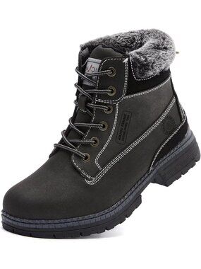 Women's Black Waterproof Outdoor Comfortable Warm Fur Cycling Hiking Ankle Boots